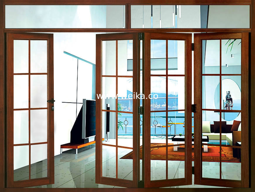 UPVC ПВХ складной стеклянные дверцы 3 панели Bi Fold Doors Электрофорезное покрытие