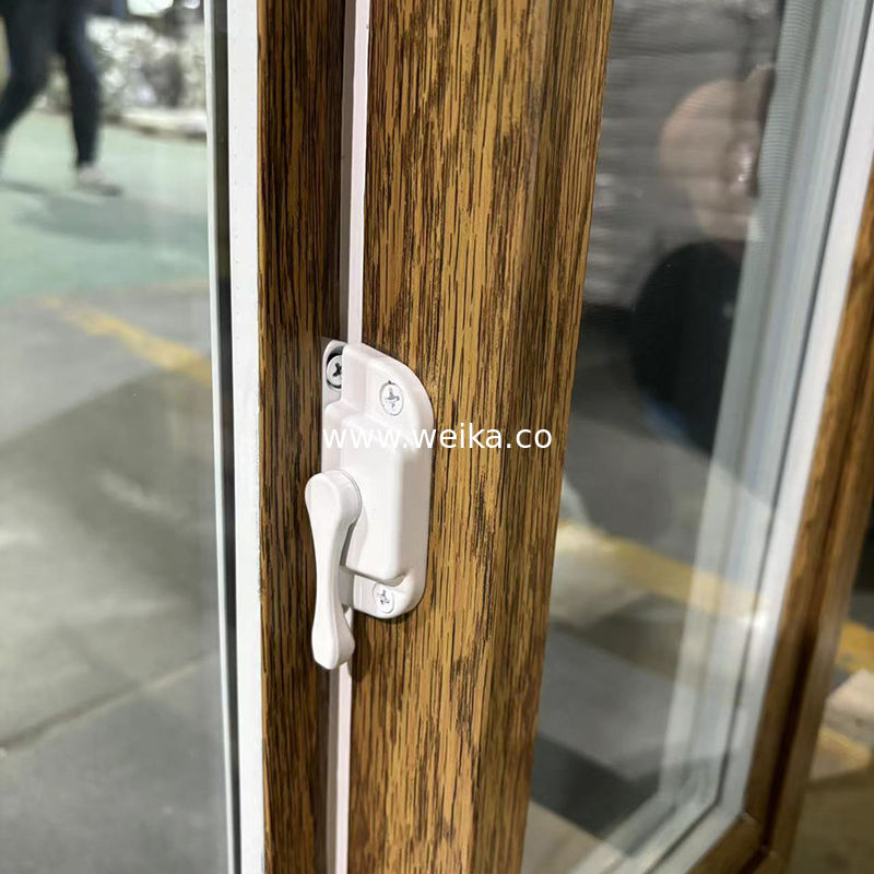 Сдвижные окна из UPVC, изготовленные на заказ, деревянные зерна/белые, двуцветные, настраиваемые цвета и размеры, встроенный экран, производитель OEM