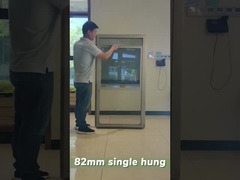 Цвета Вентиляция Стекло Абрикос UPVC Одноподвешенное окно Вертикальное скольжение